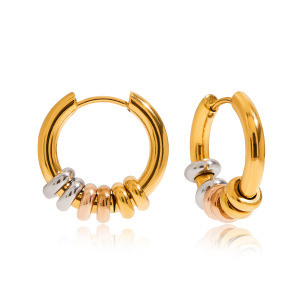 1 Paire De Boucles D'Oreilles Créoles Annulaires Modernes En Acier Inoxydable Étanche Couleur Or Pour Femme h5 