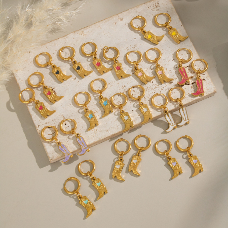 Boucles d'oreilles pendantes pour femme, en acier inoxydable doré, imperméables, de forme simple et irrégulière (1 paire).