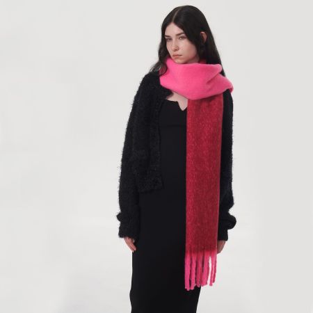 1 écharpe d'hiver simple en polyester de couleurs mélangées pour femme 2