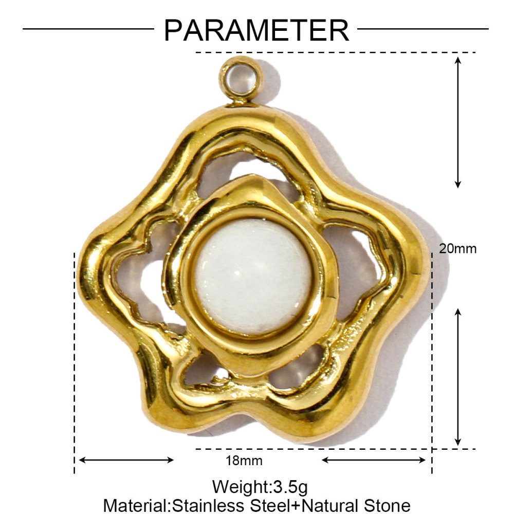 Pendentif Classique En Pierre Naturelle Couleur Or Pour Femme, 1 Pièce Image2