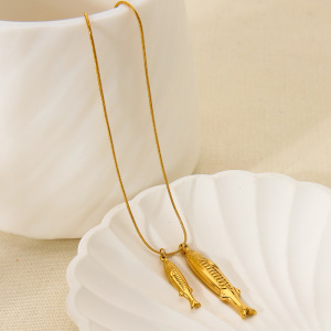 Collier Pendentif Tortue/Poisson En Acier Inoxydable Étanche Couleur Or (1 Pièce) h5 Image4