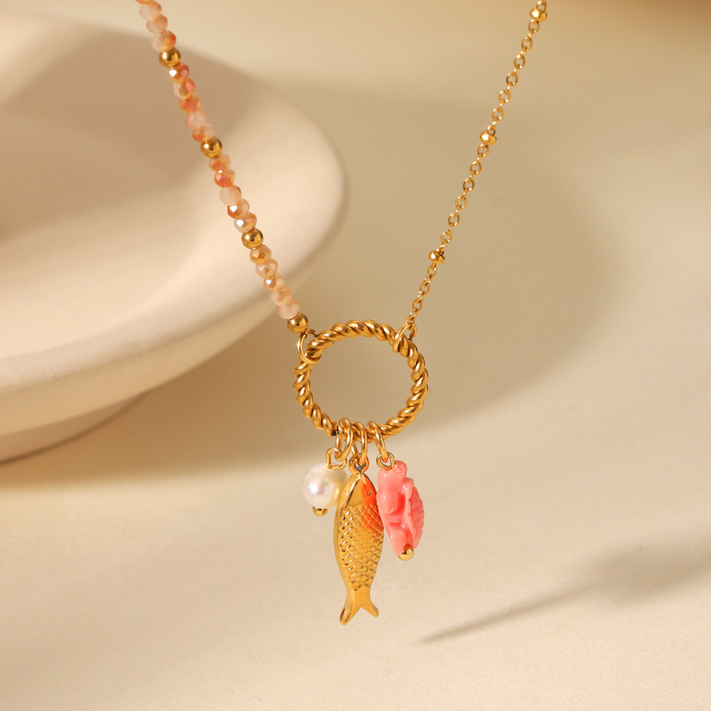 1 Paire De Colliers Pendentifs Tortue Simples Pour Femmes, En Acier Inoxydable Étanche Couleur Or h5Image5
