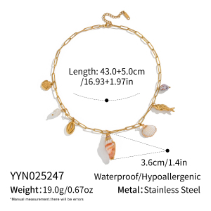 Collier Pendentif En Acier Inoxydable Doré, Étanche, En Forme De Coquillage h5