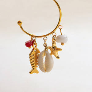 Boucles D'Oreilles Pendantes Pour Femme, En Acier Inoxydable, Couleur Or, Avec Coquillage Naturel Et Étanchéité. h5 Image12