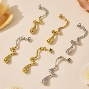 Boucles D'Oreilles Pendantes Pour Femme, En Acier Inoxydable Doré, Imperméables, De Forme Irrégulière, À Porter Au Quotidien (1 Paire). h5 Image7