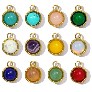 Pendentif Rond Classique En Pierres Naturelles Pour Femme, 1 Pièce h5 Image5