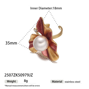 Bague Romantique En Acier Inoxydable Étanche Avec Motif Floral (1 Pièce) h5 