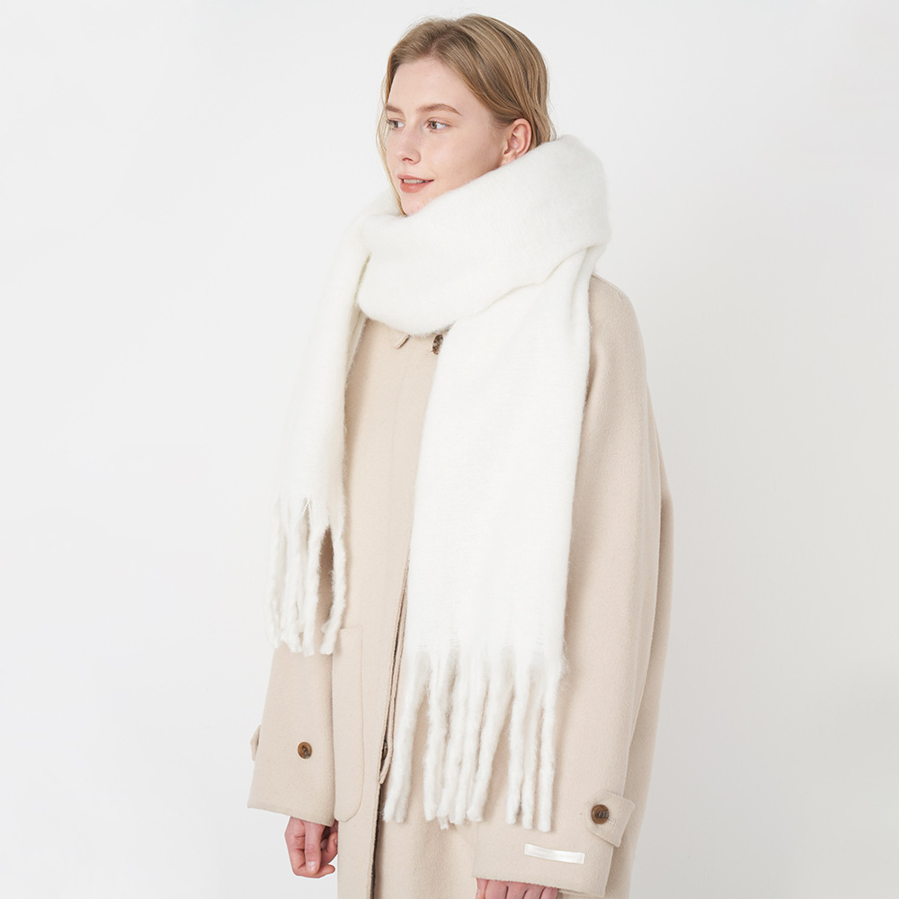 1 Écharpe D'Hiver Simple En Polyester De Couleur Unie Pour Femme h5Image3