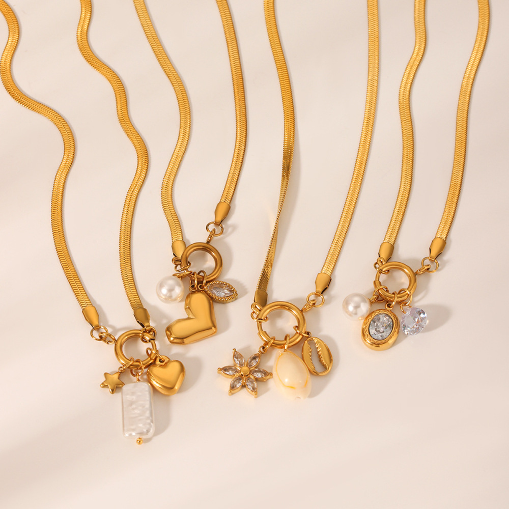 Colliers Pendentifs Pour Femmes, Simples Et Élégants, En Acier Inoxydable, Étanches, Couleur Or Et Perle. Image5