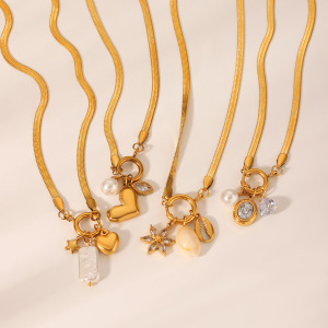 Colliers Pendentifs Pour Femmes, Simples Et Élégants, En Acier Inoxydable, Étanches, Couleur Or Et Perle. h5 Image5