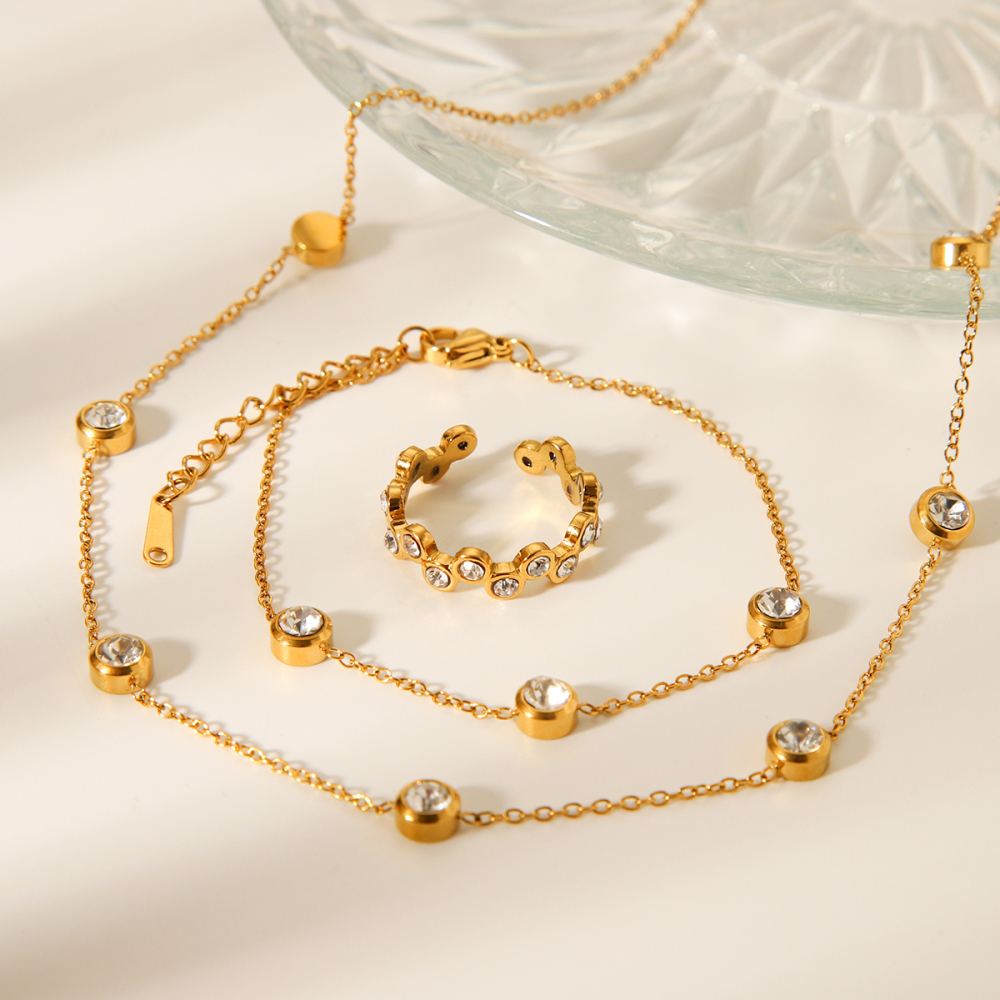 Ensemble De Colliers Pour Femmes En Acier Inoxydable De Forme Irrégulière, Étanche Et De Couleur Dorée h5Image4