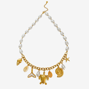 Collier Pendentif Oceanic En Acier Inoxydable Étanche Couleur Or (1 Pièce) h5 
