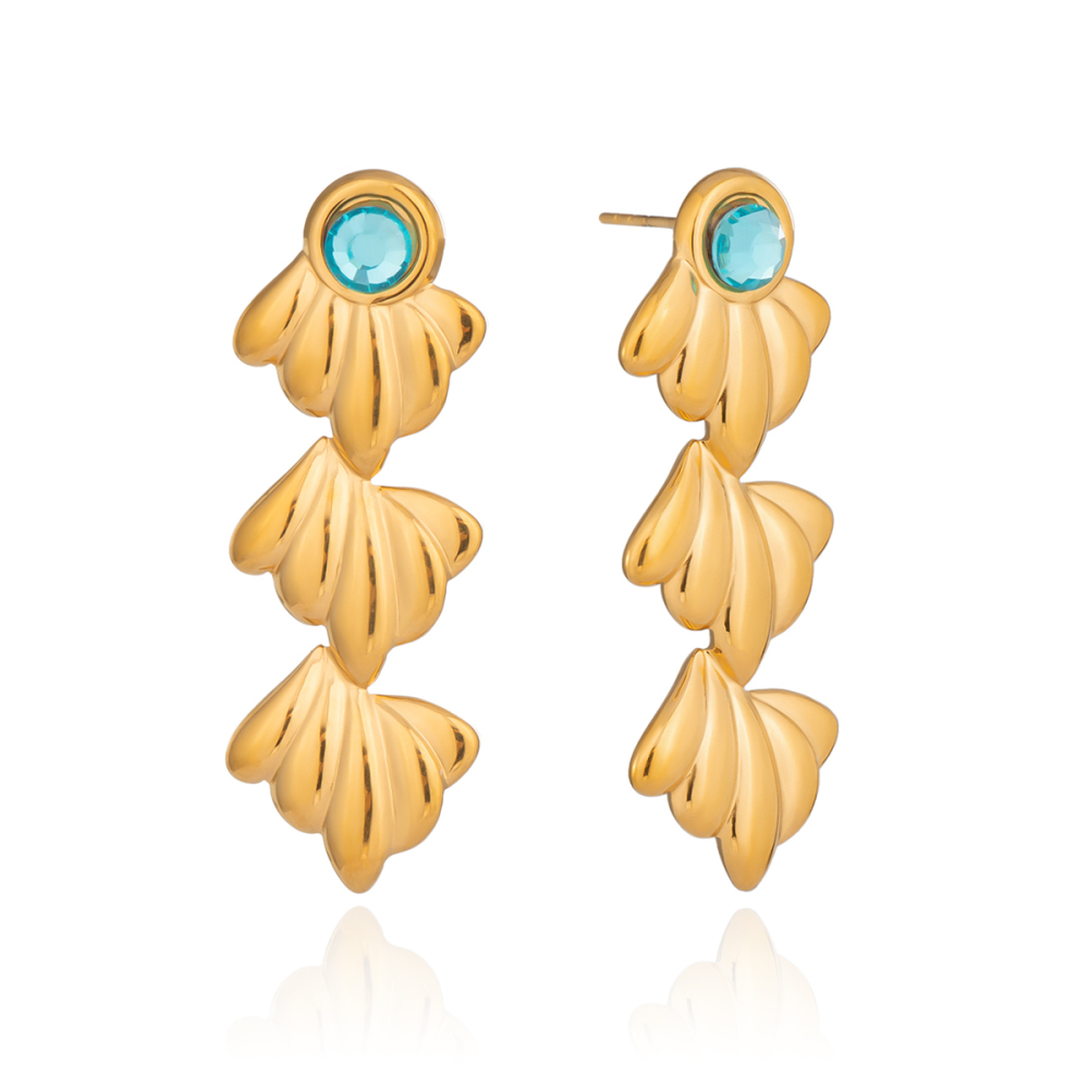 1 Paire De Boucles D'Oreilles Pendantes En Acier Inoxydable Doré, Étanches, En Forme De Coquillage Image6