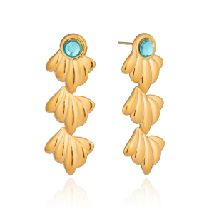 1 Paire De Boucles D'Oreilles Pendantes En Acier Inoxydable Doré, Étanches, En Forme De Coquillage h5 Image6
