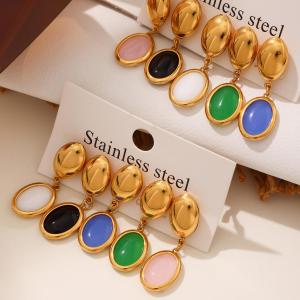 Ensemble De Colliers Pour Femmes, 1 Pièce, Forme Ovale Élégante, Opale, Acier Inoxydable, Étanche, Couleur Or h5 Image6