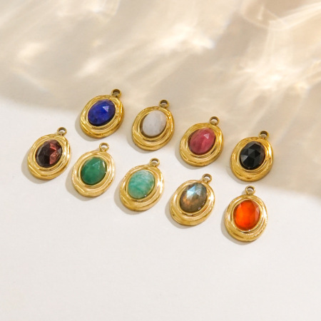 Pendentif simple rétro irrégulier en pierre naturelle pour femme, 1 pièce 2