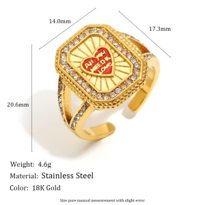 Bague Tendance Rétro Tarot En Acier Inoxydable Étanche Couleur Or (1 Pièce) h5 