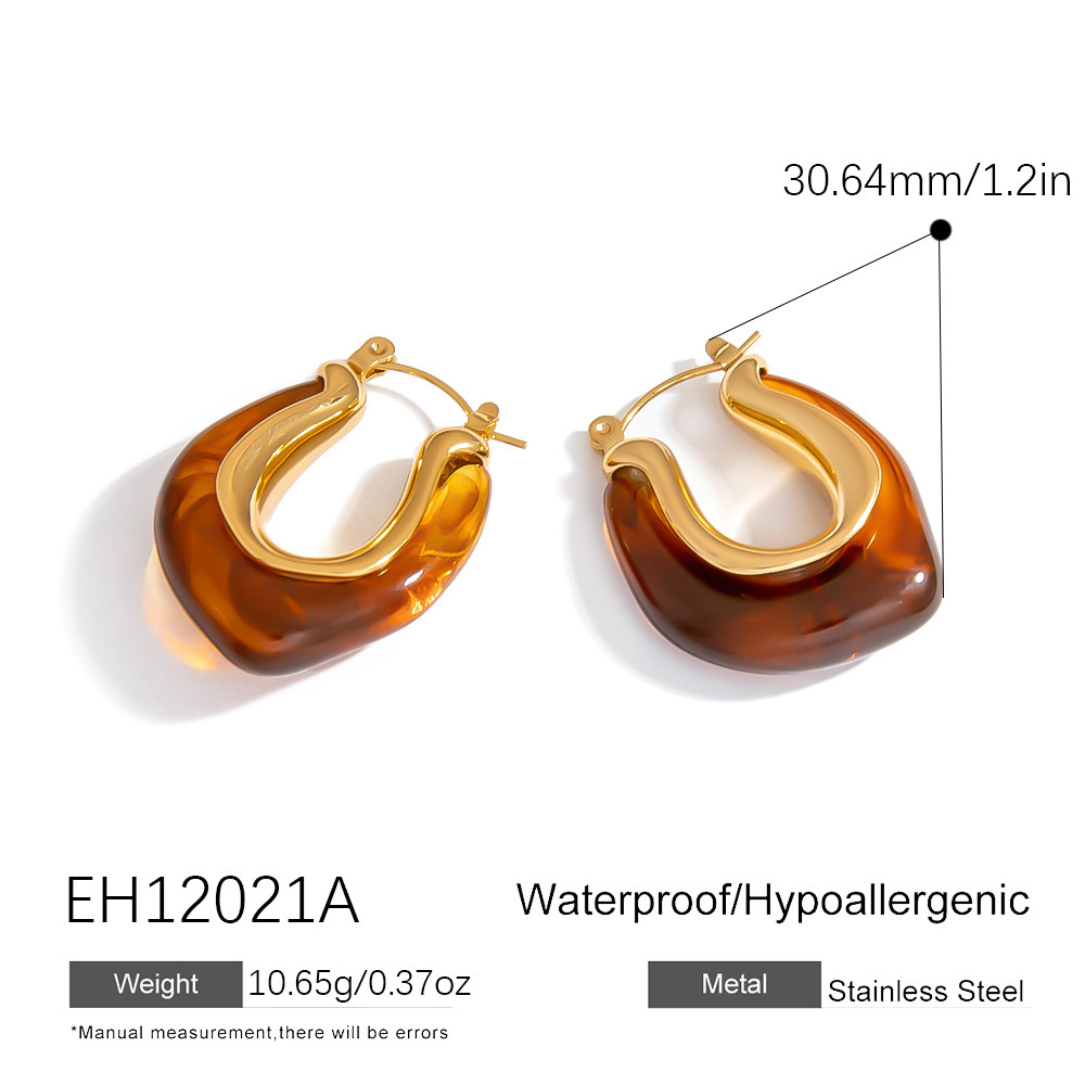 1 Paire De Boucles D'Oreilles Créoles Simples Et Irrégulières En Acier Inoxydable Imperméable Pour Femme Image2