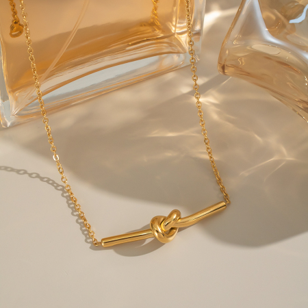 Collier simple torsadé pour femme, en acier inoxydable étanche, couleur or (1 pièce) 2