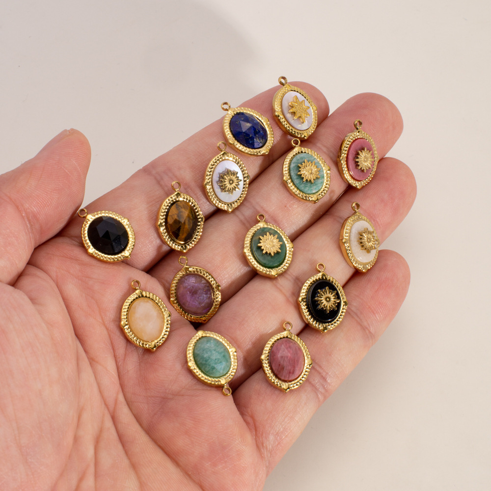 Pendentifs Rétro Irréguliers En Pierre Naturelle Pour Femme, 1 Pièce Image3