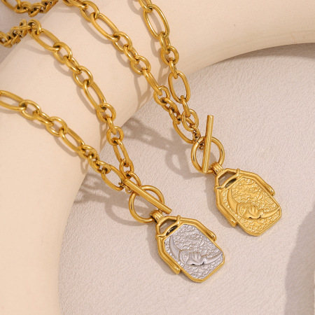 Collier pendentif femme étanche en acier inoxydable, collection Simple Series Classic Sun (1 pièce) 2