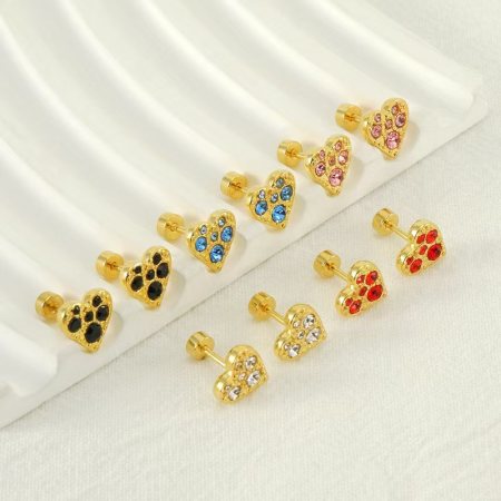 1 paire de boucles d'oreilles à tige en acier inoxydable plaqué or pour femme, série simple daily heart