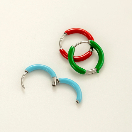 Boucles d'oreilles créoles pour femme, en acier inoxydable imperméable, de couleur vive (1 pièce).
