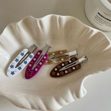 1 paire de pinces à cheveux en acétate pour femme, série Simple, motif floral mignon