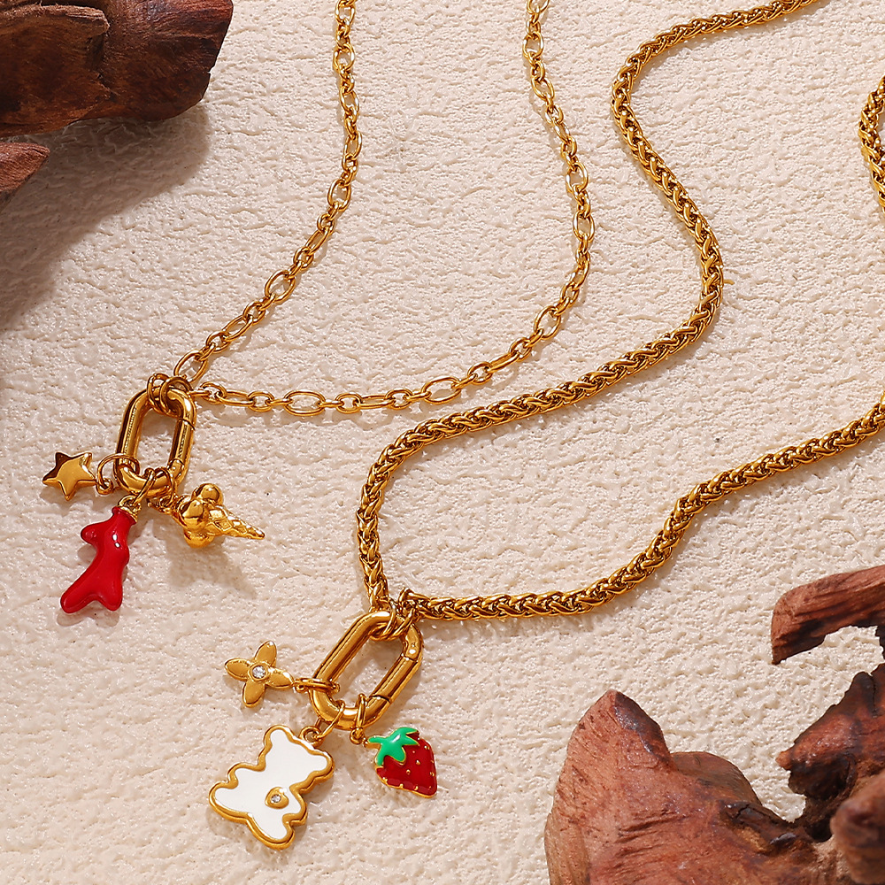 Collier Pendentif À Monter Soi-Même, En Acier Inoxydable Doré, Couleur Animal, 1 Pièce Image2