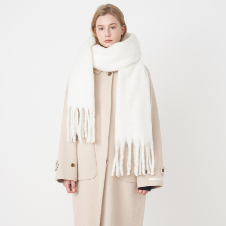 1 écharpe d'hiver simple en polyester de couleur unie pour femme