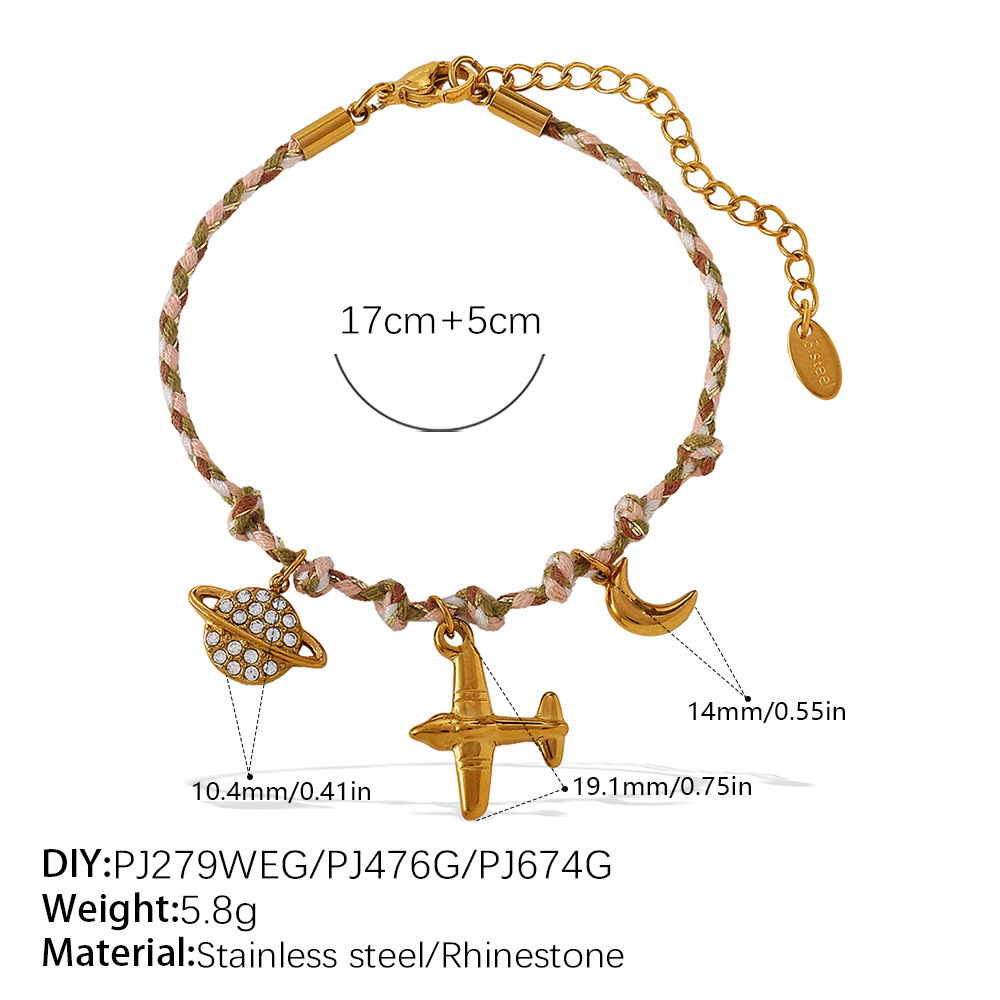 1 Collier Tressé Diy En Acier Inoxydable Oceanic, Étanche, Couleur Or h5Image2