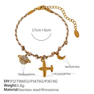 1 Collier Tressé Diy En Acier Inoxydable Oceanic, Étanche, Couleur Or h5 Image2