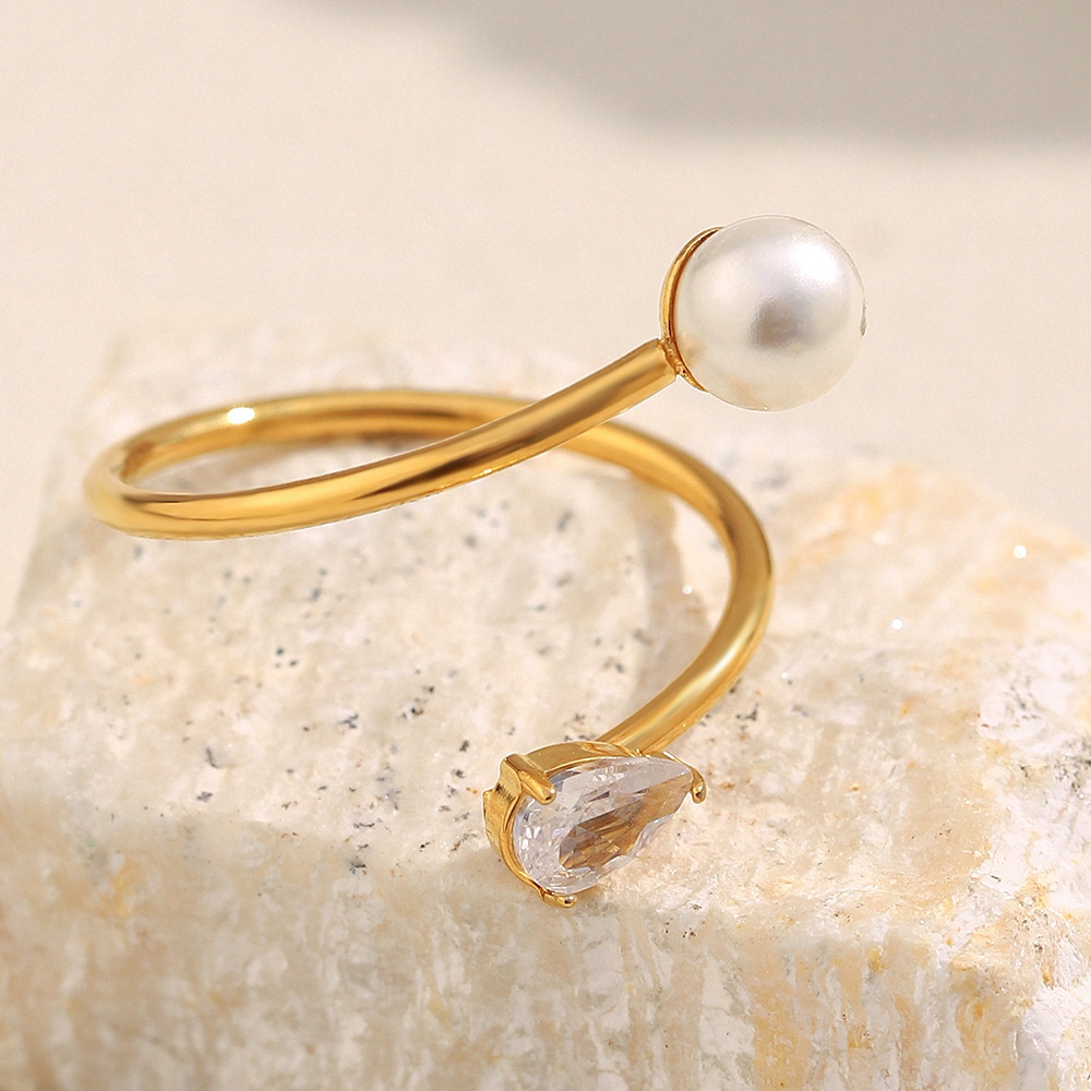 Bague Minimaliste Élégante Et Torsadée En Acier Inoxydable, Étanche, Couleur Or (1 Pièce) h5Image4