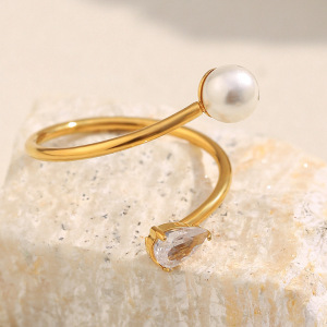 Bague Minimaliste Élégante Et Torsadée En Acier Inoxydable, Étanche, Couleur Or (1 Pièce) h5 Image4