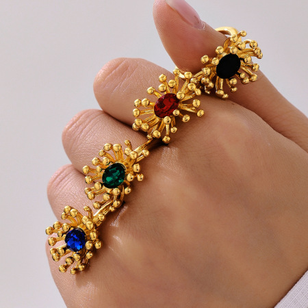 Ensemble de boucles d'oreilles rétro à fleurs en acier inoxydable étanche couleur or pour femme (1 pièce) 2