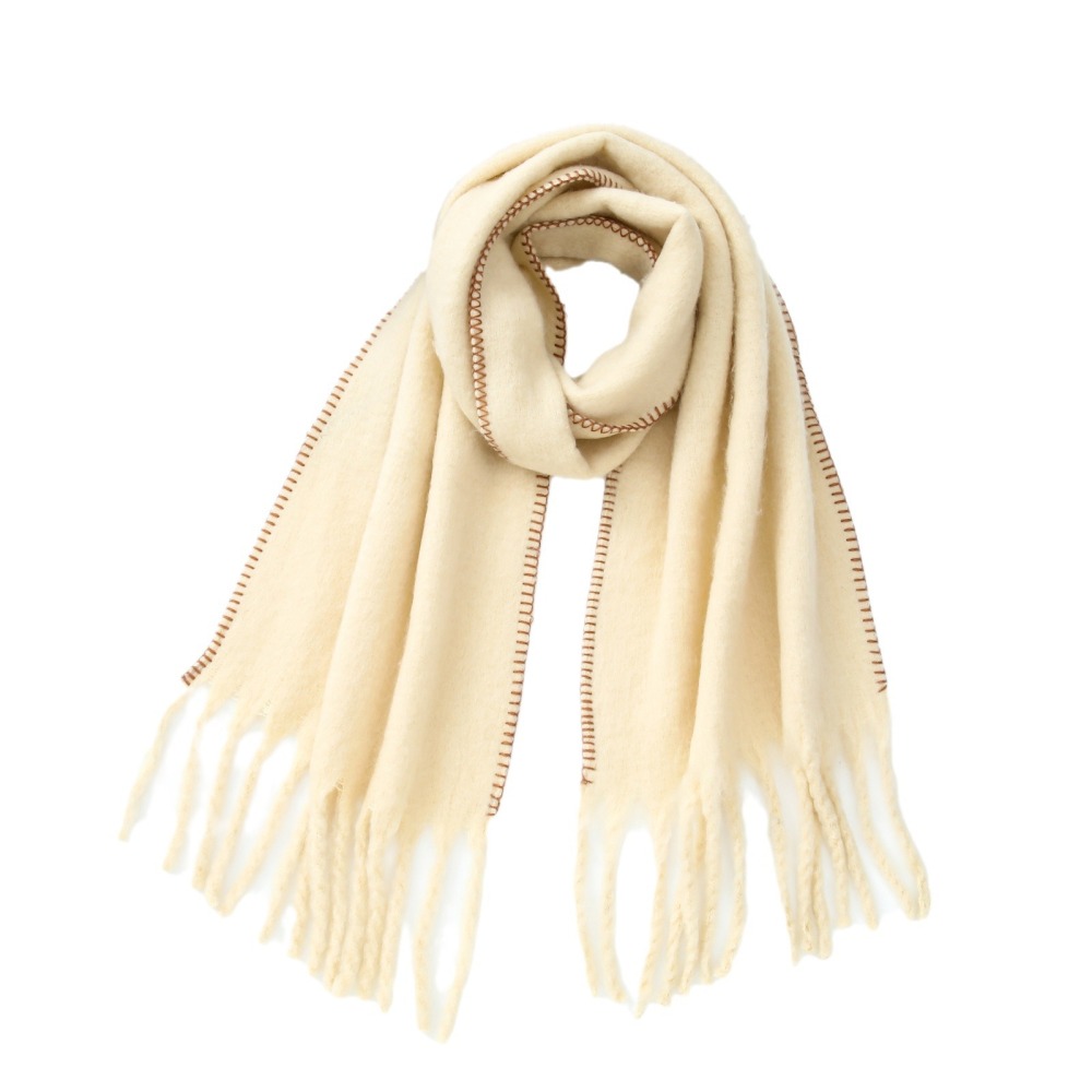 1 Écharpe D'Hiver Simple En Polyester De Couleur Unie Pour Femme h5Image4