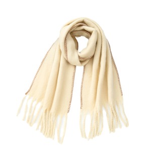 1 Écharpe D'Hiver Simple En Polyester De Couleur Unie Pour Femme h5 Image4