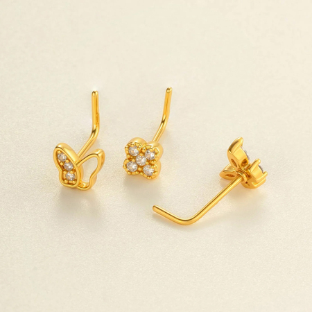 1 pièce de piercing de nez en zircon couleur cuivre doré 2
