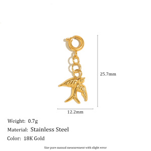 Pendentif Papillon Quotidien En Acier Inoxydable Doré Pour Femme, 1 Pièce h5 