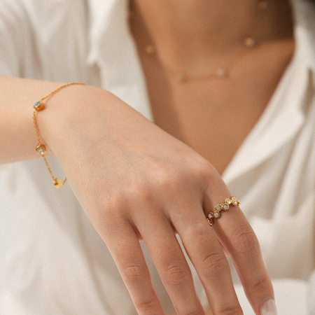 Ensemble de colliers pour femmes en acier inoxydable de forme irrégulière, étanche et de couleur dorée