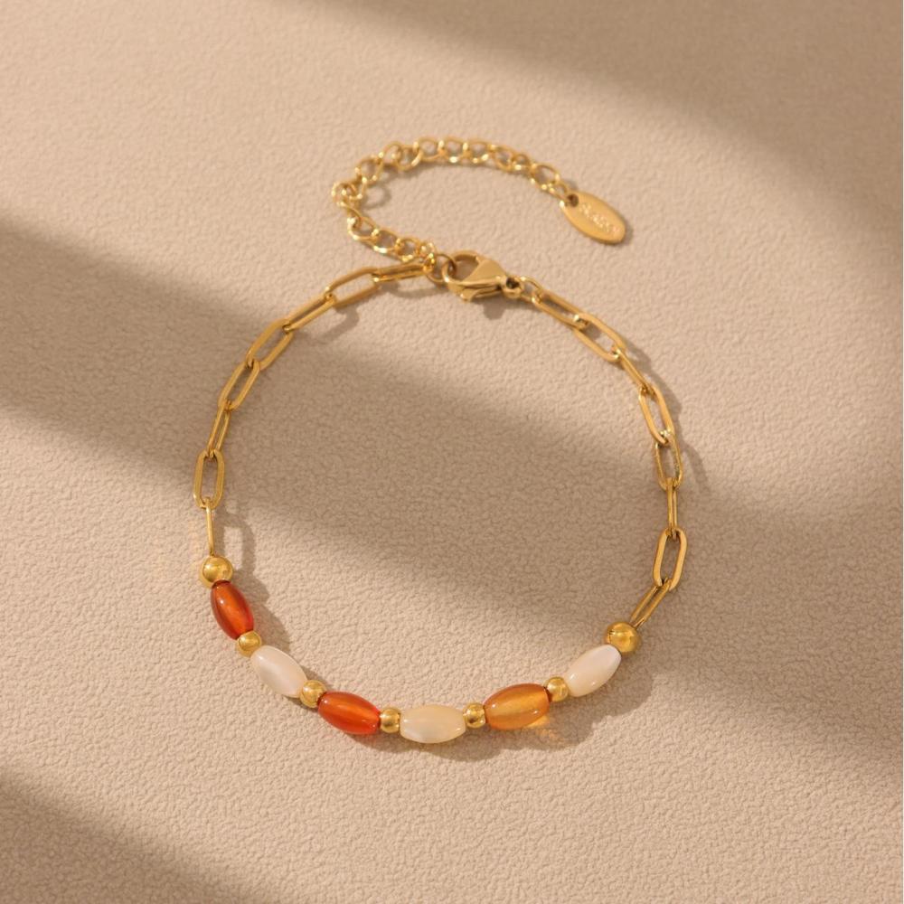 Ensemble De Colliers Pour Femmes, Série Ethnique, Perles Ovales, Pierres Naturelles, Couleur Or, 1 Pièce Image6