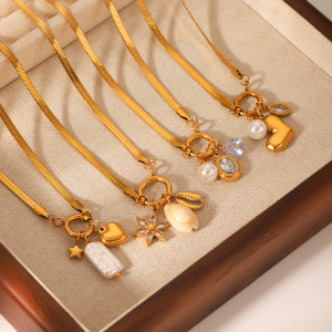 Colliers Pendentifs Pour Femmes, Simples Et Élégants, En Acier Inoxydable, Étanches, Couleur Or Et Perle. h5 Image4