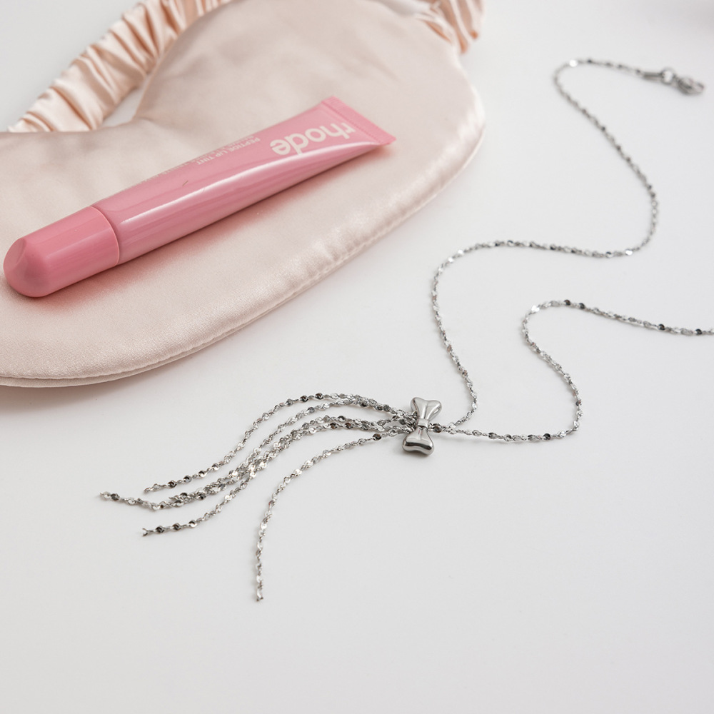 Collier Pendentif Femme En Acier Inoxydable Étanche Avec Nœud Papillon Quotidien (1 Pièce) Image7
