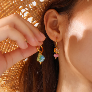 1 Paire De Boucles D'Oreilles Pendantes Oceanic En Acier Inoxydable Étanche Couleur Or h5 Image5