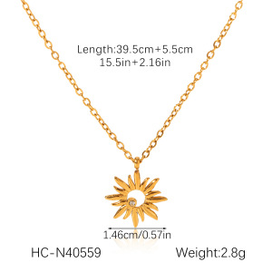 Ensemble De 1 Collier Pour Femme Simple Series Daily Flower En Acier Inoxydable Étanche h5 Image2