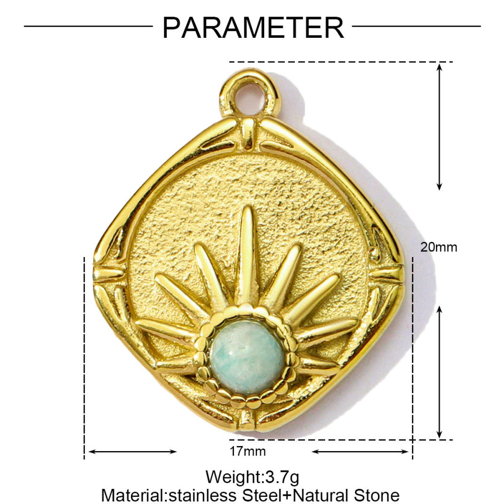 Pendentif Rectangulaire Quotidien En Pierres Naturelles Pour Femme, 1 Pièce Image2