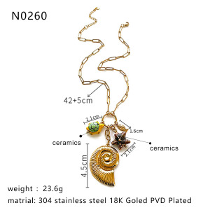 Collier Pendentif En Acier Inoxydable Doré, Étanche, En Forme De Coquillage h5 Image2