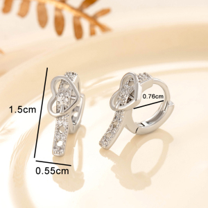 1 Paire De Boucles D'Oreilles Créoles En Forme De Cœur Simple, En Cuivre Sans Placage, En Zircone, Pour Femme h5 