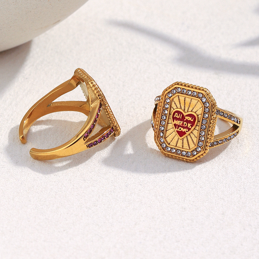 Bague Tendance Rétro Tarot En Acier Inoxydable Étanche Couleur Or (1 Pièce) Image5