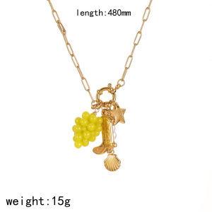 Collier Pendentif Femme Étanche En Acier Inoxydable, Motif Fruit Sucré (1 Pièce) h5